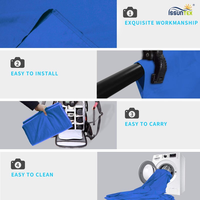 ISSUNTEX 9X15 ft Background Polester Backdrop, Photo Studio, Collapsible High Density Screen for Video Photography and Television-Blue - Image 3